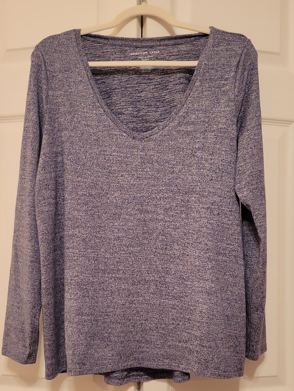 American Eagle Outfitters Soft And Sexy Plush Heathered Blue V-Neck Top